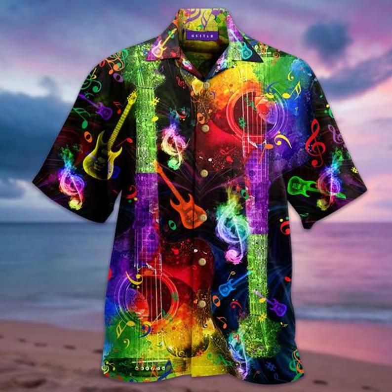 Rainbow Guitar Multicolor Amazing Design Hawaii Shirt Ha7230