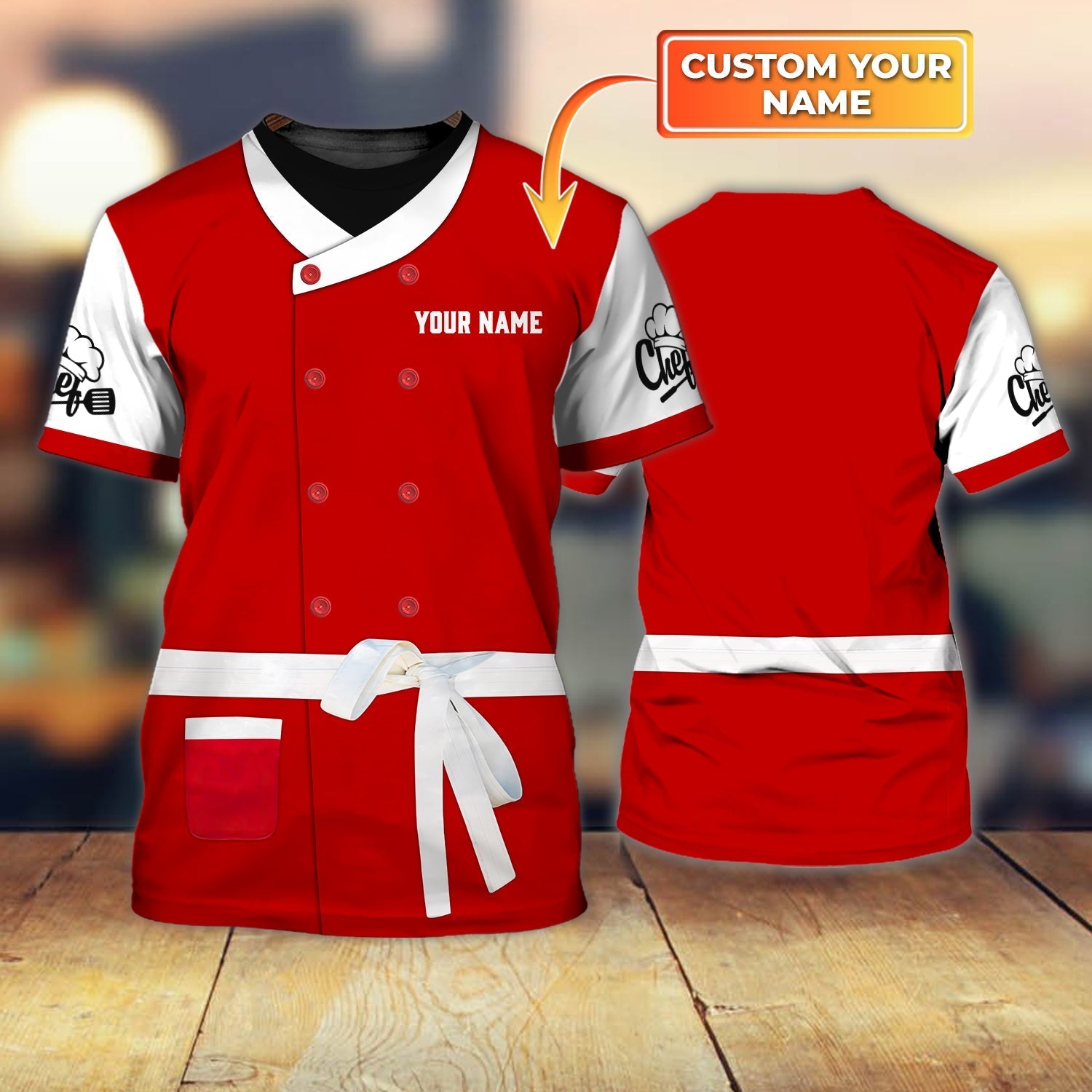 Custom Red Chef Shirt 3D All Over Print Best Gift To Master Chef, Chef Uniform