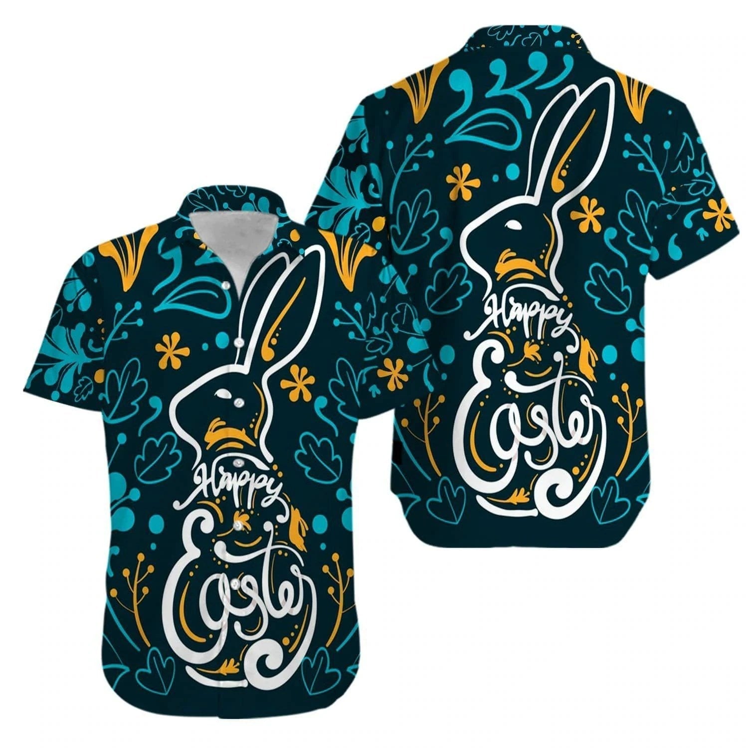 Beach Shirt Order Happy Easter Day Bunny Mandala Hawaiian Aloha Shirts, Unisex Print Aloha Short Sleeve Casual Shirt