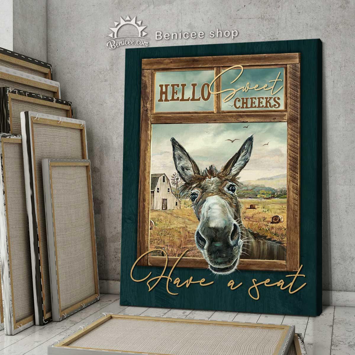 Benicee Bathroom Decor Wall Art Canvas Hello Sweet Cheeks Have A Seat Top 3 Home Decor