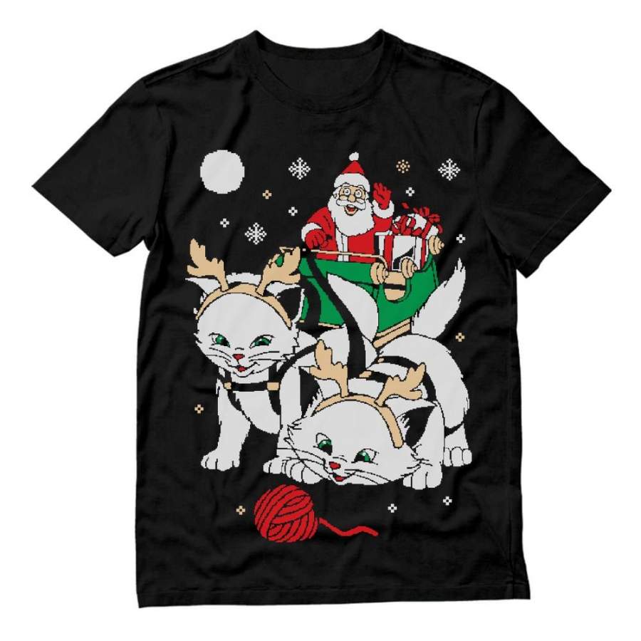 Cats Santa Ride Kittens Ugly Christmas T-Shirt