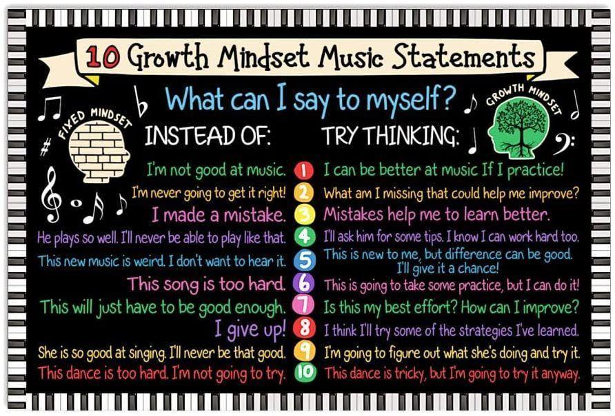 10 Growth Mindset Music Statements Music Inspiration – Best Idea Gift, Gift For Home Decor, Gift For Family – Horizontal Canvas Matte Canvas Wall Art