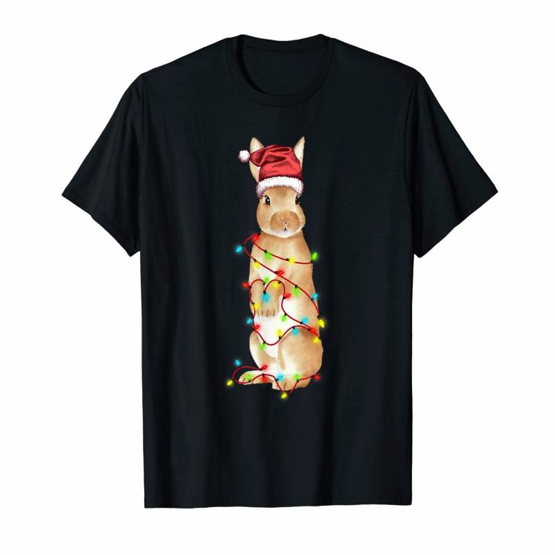 Santa Bunny Rabbit Christmas Tree Light Hat Ornament Decor T-shirt