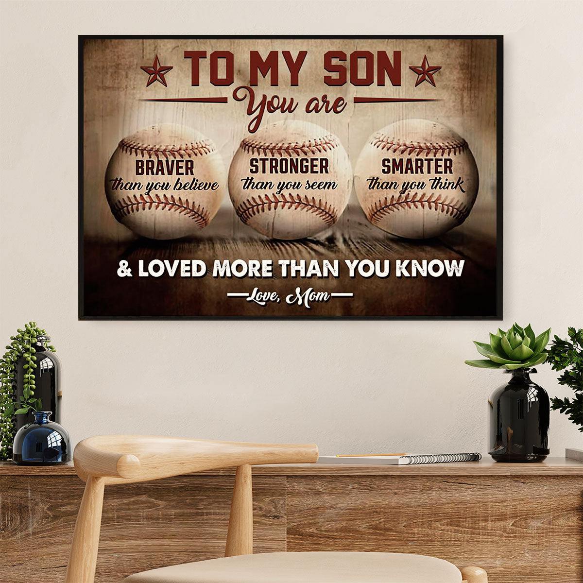 Baseball Canvas Wall Art Prints | From Mom To Son | Home Décor Gift For Baseball Players