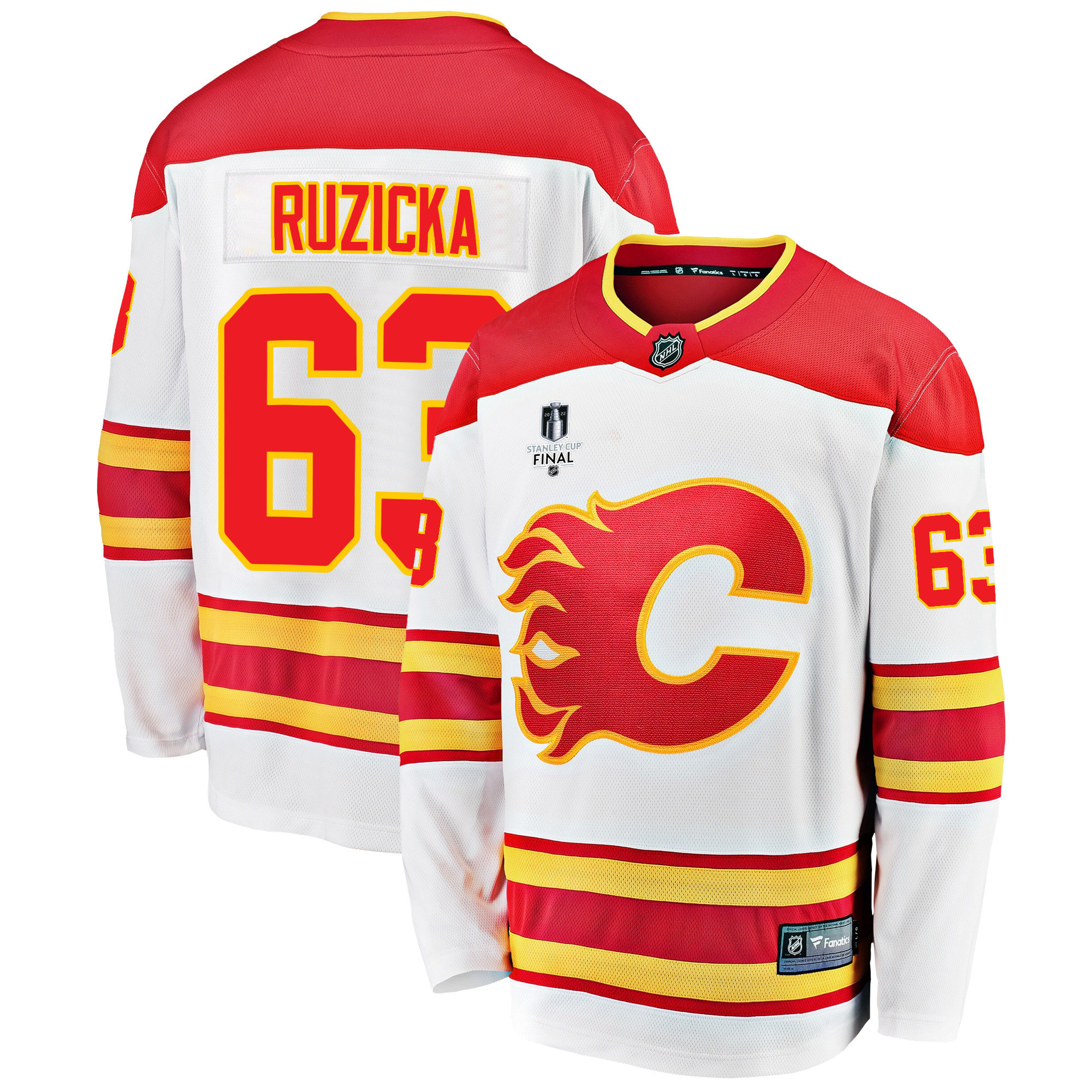 Calgary Flames Adam Ruzicka 63 Away 2022 Stanley Cup Final Breakaway Men Jersey – White