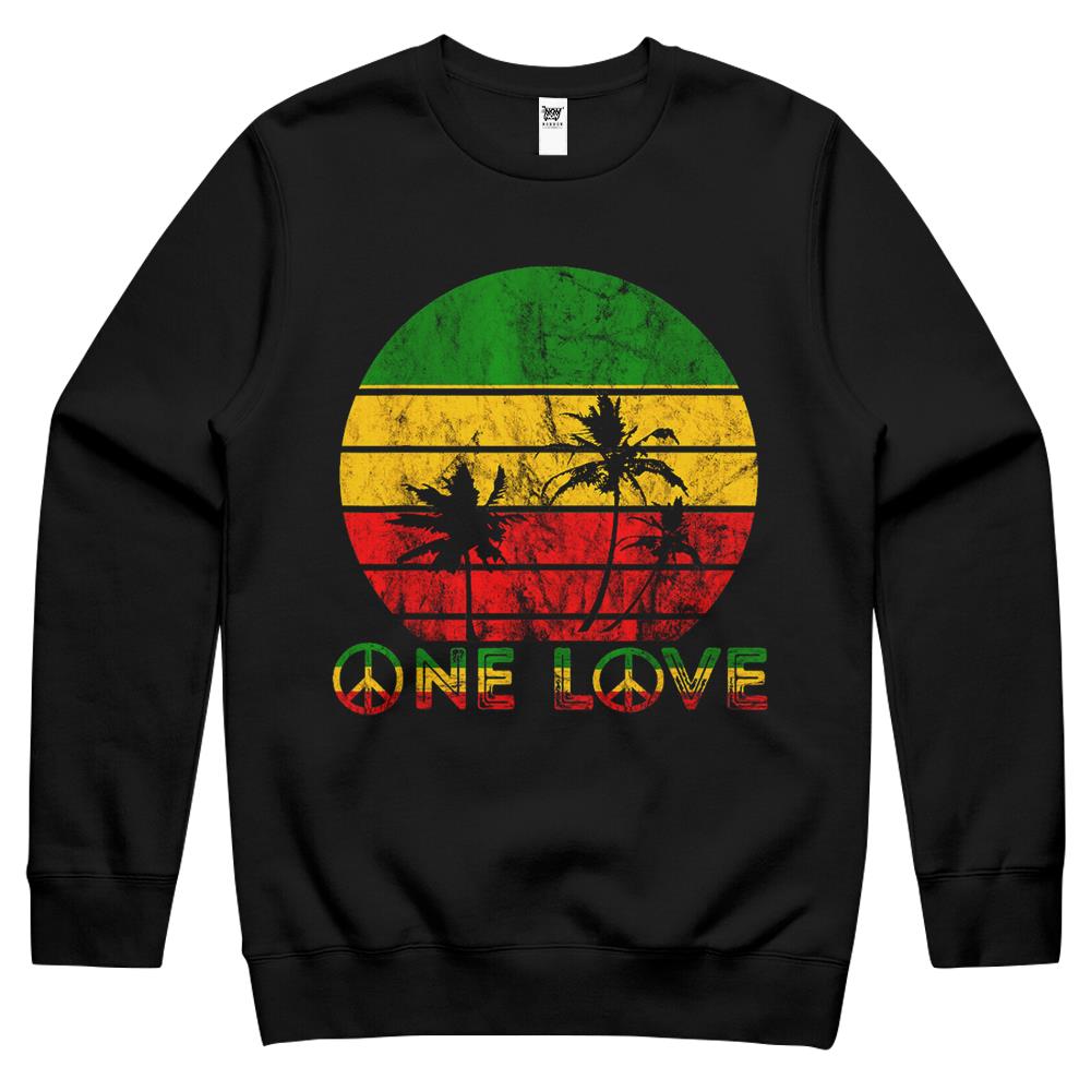 Rasta Reggae One Love Retro Vintage Sunset Jamaica Vacation Crewneck Sweatshirt