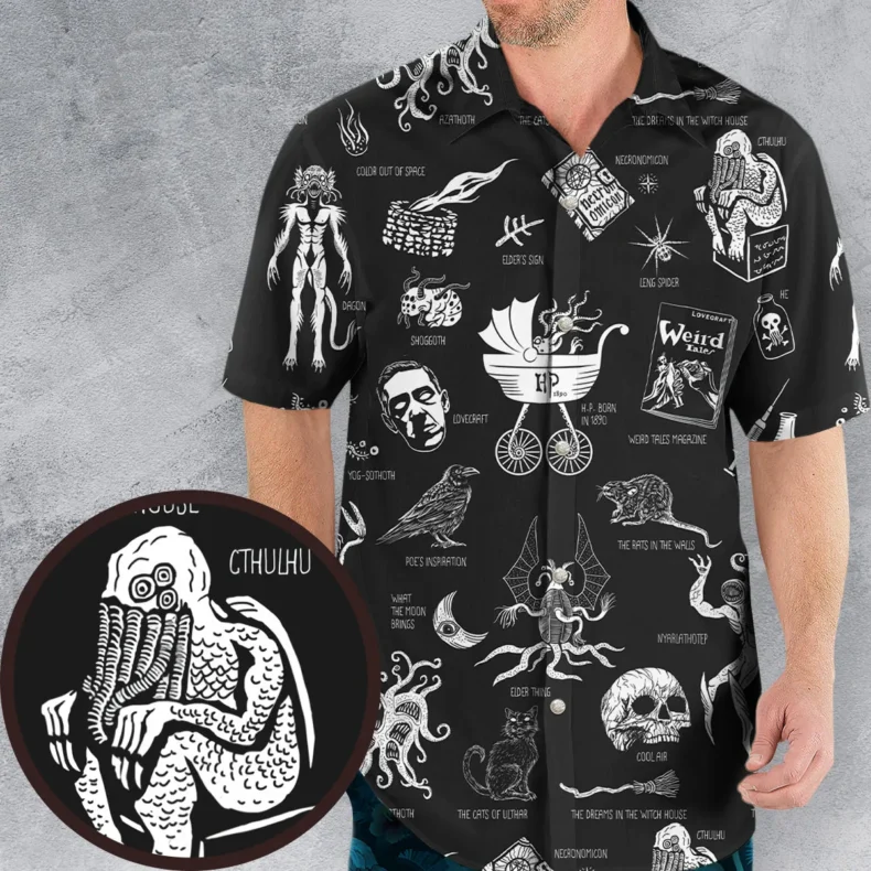 H.P. Lovecraft Monsters Hawaiian Shirt