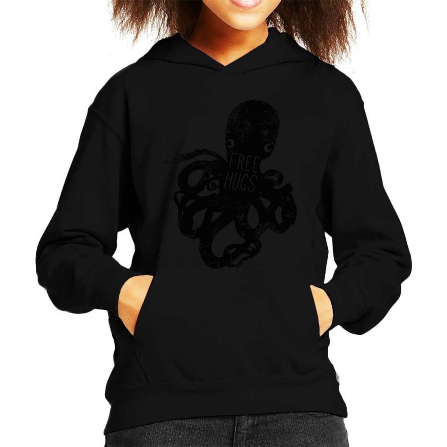 Dark Octopus Free Hugs Kid’s Hooded Sweatshirt