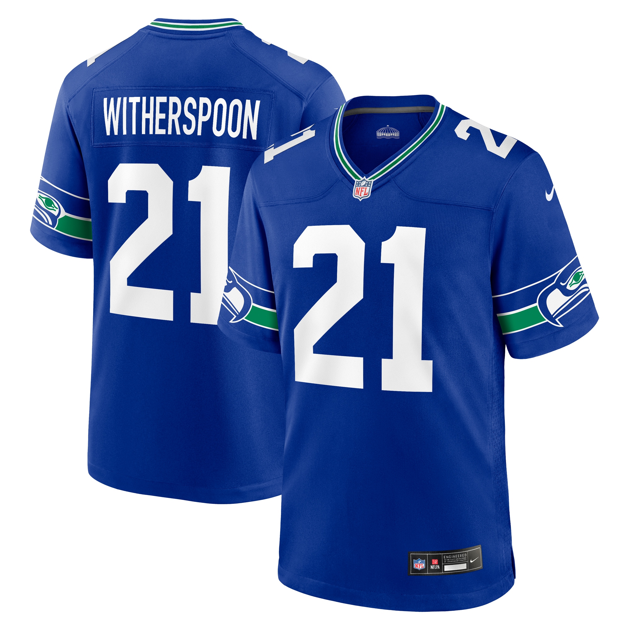 Men’s Seattle Seahawks Devon Witherspoon Royal Throwback Player Game Jersey