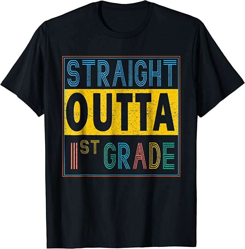 Vintage STRAIGHT OUTTA 1st Grade 2018 Graduation Shirt Gift