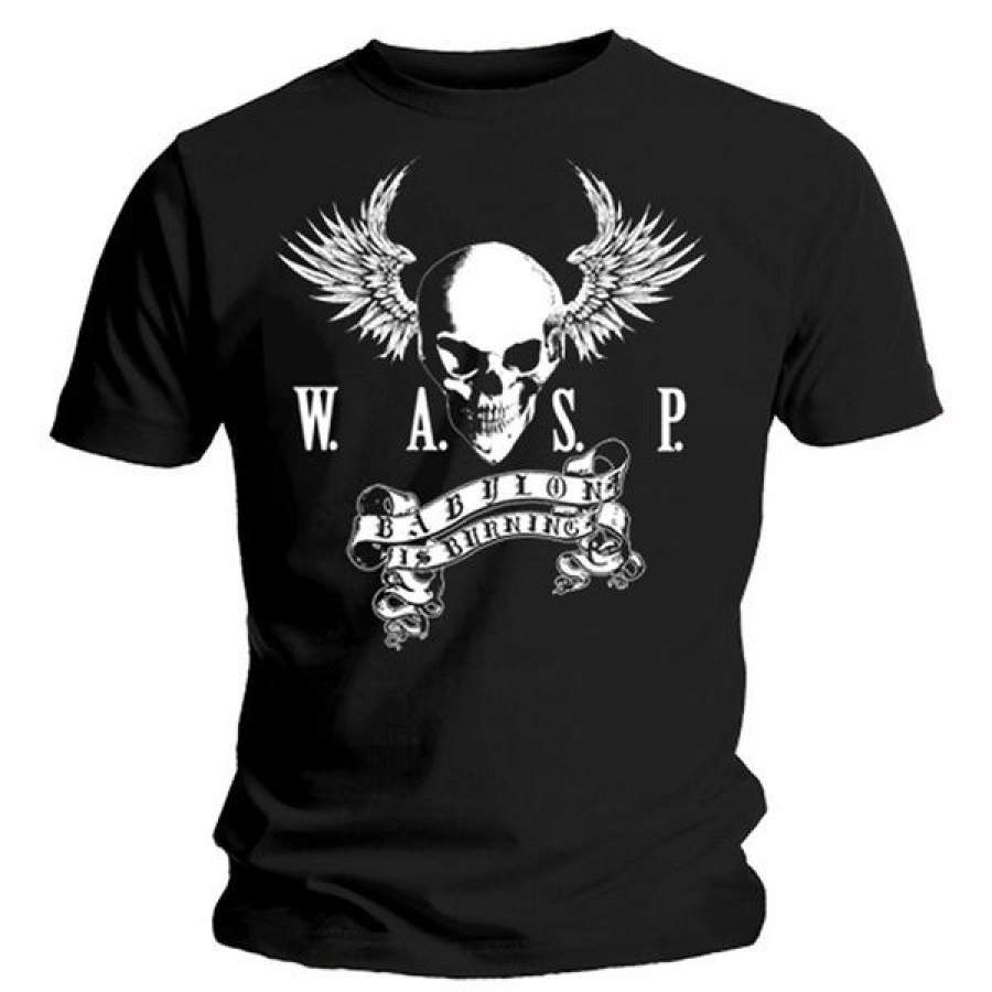Mens T-Shirt Wasp Skull Cotton  Black Short Sleeve Tshirts