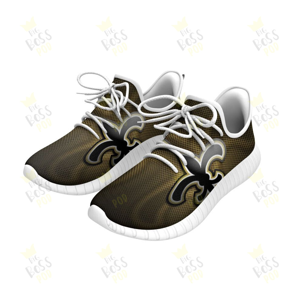 New Orleans Saints Gold Black Combine Grunge Logo Gift For Saints Fans Sport Running Sneakers Shoes