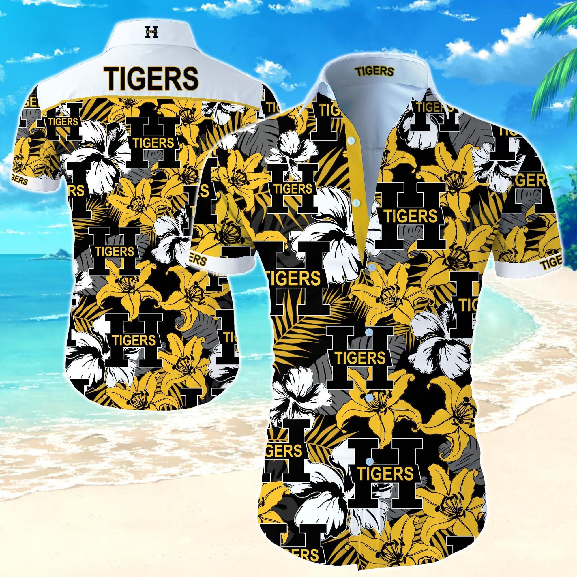 Hamilton Tigers Hawaii Shirt Summer Button Up For Men Beach Wear Short Sleeve Ha4613