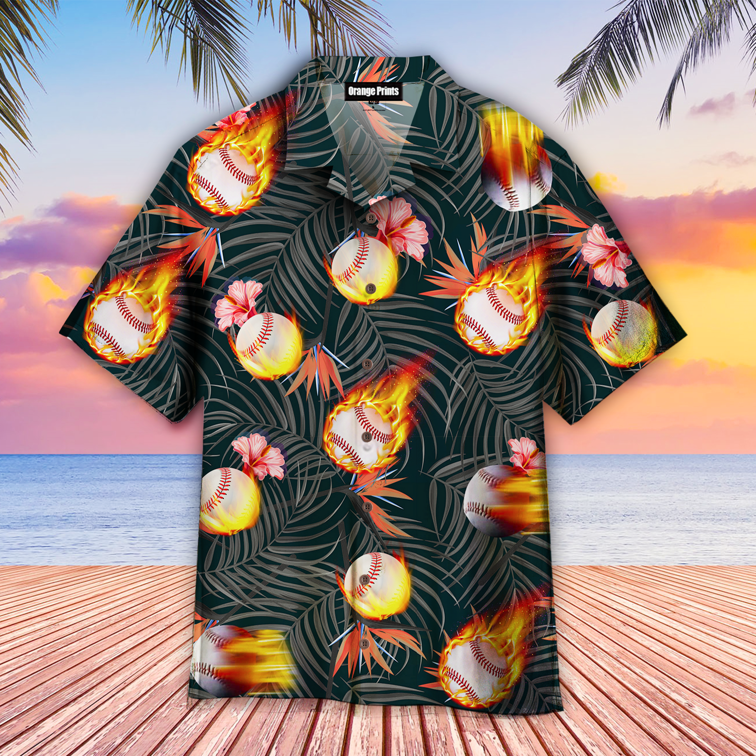 Baseball Fire Floral Tropical Hawaii Shirt For Men Women Ha68470