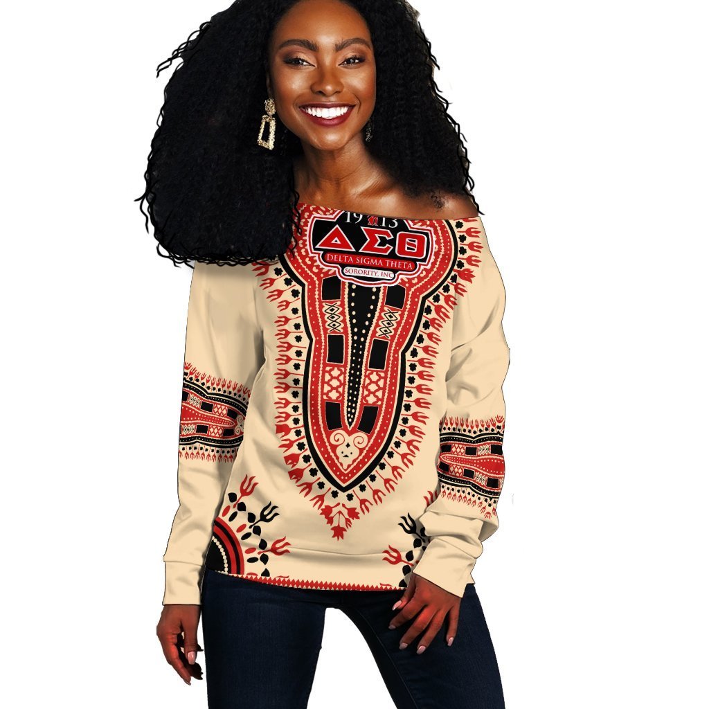 Greek Life Sweatshirt – Delta Sigma Theta Dashiki Offshoulder