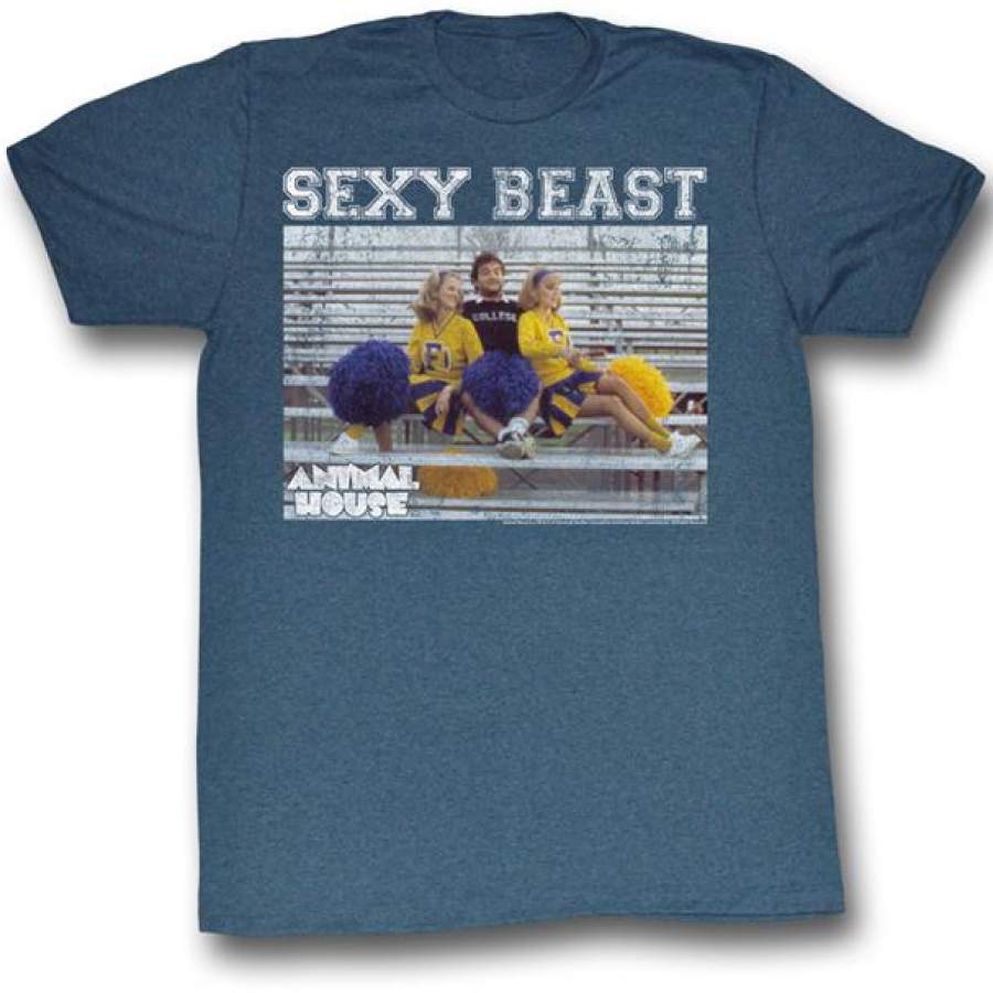 ANIMAL HOUSE-SEXY BEAST-NAVY HEATHER ADULT S/S T-SHIRT