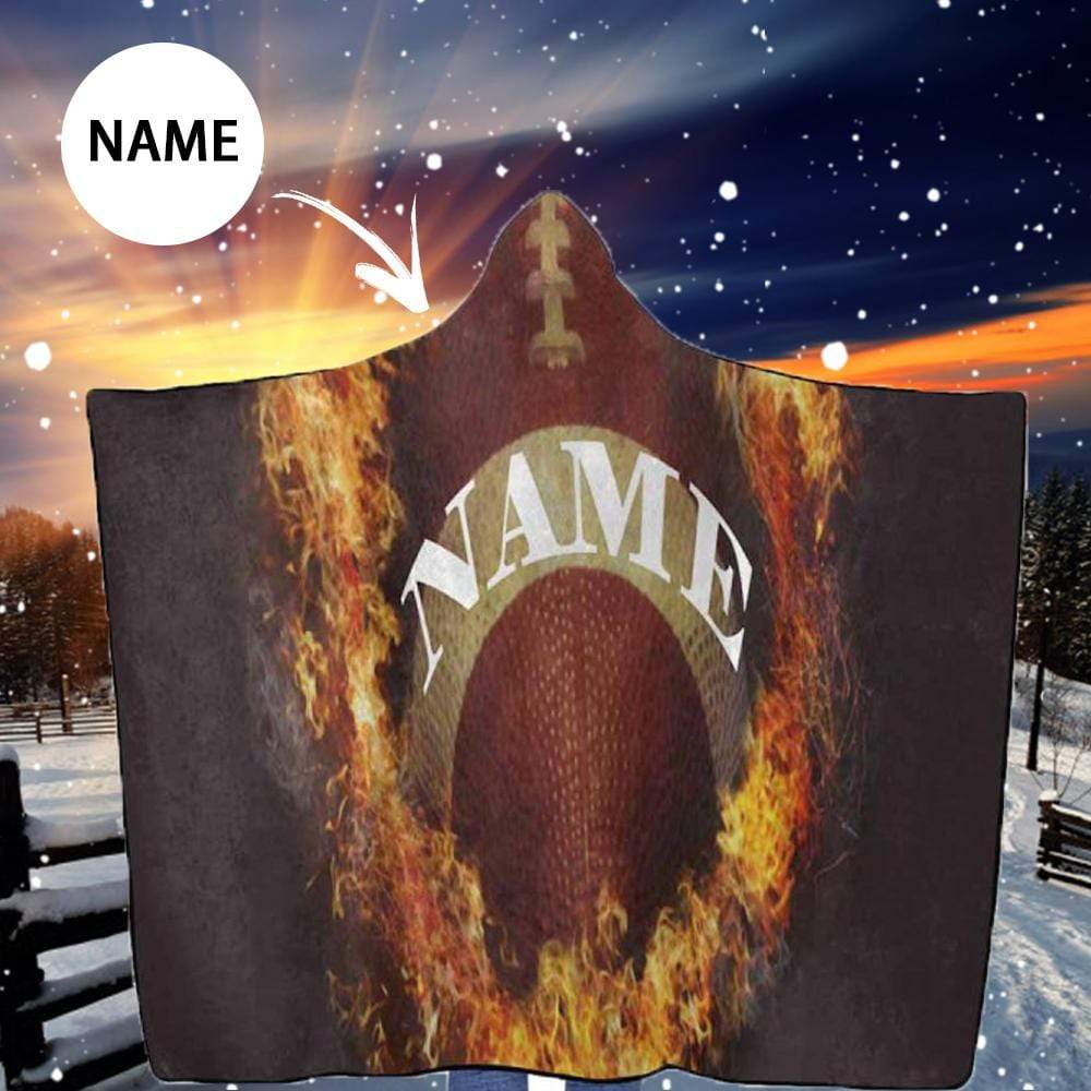 Custom Name Football Hooded Blanket (80″X56″)