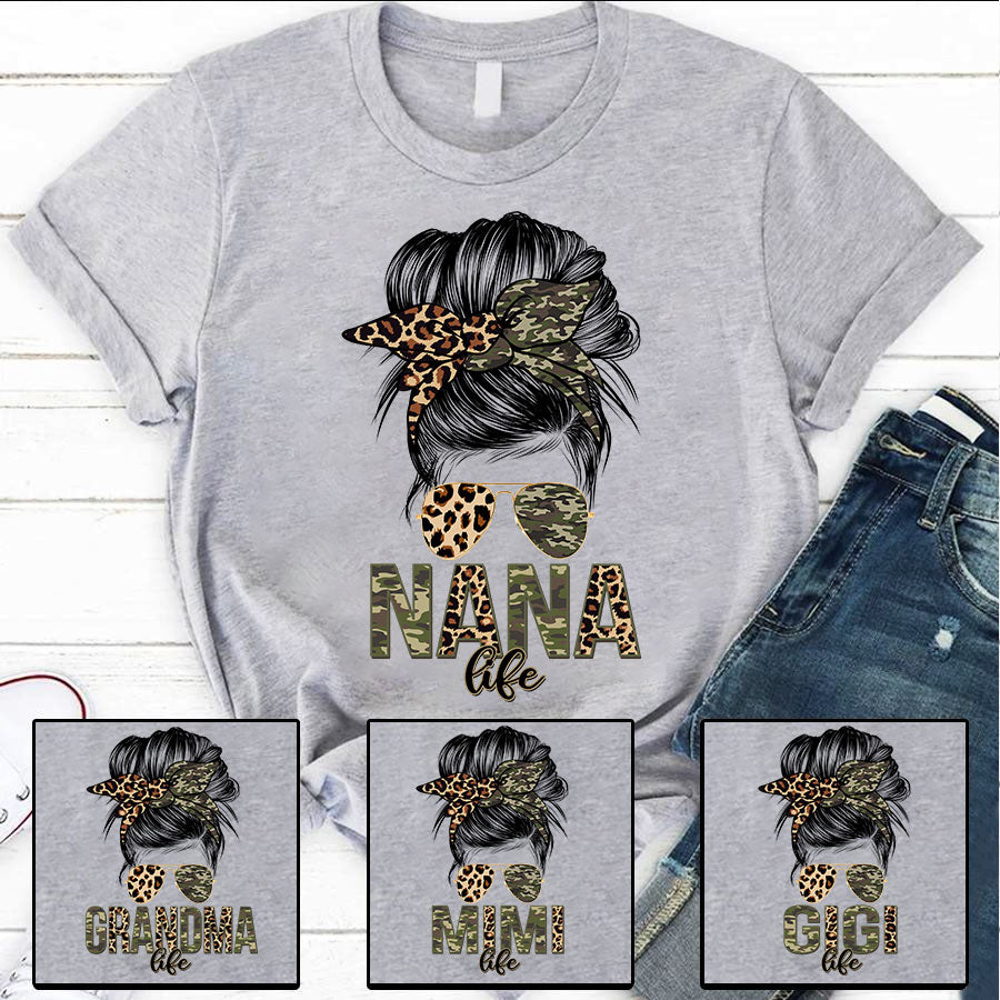 Nana Grandma Life Camo Leopard T-Shirt