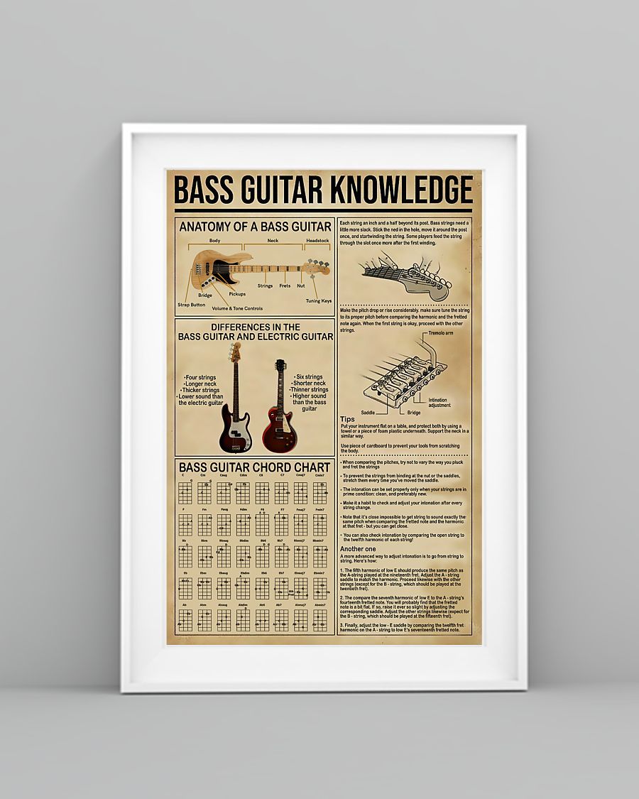 Bass Guitar Knowledge Vertical Canvas And Poster | Wall Decor Visual Art