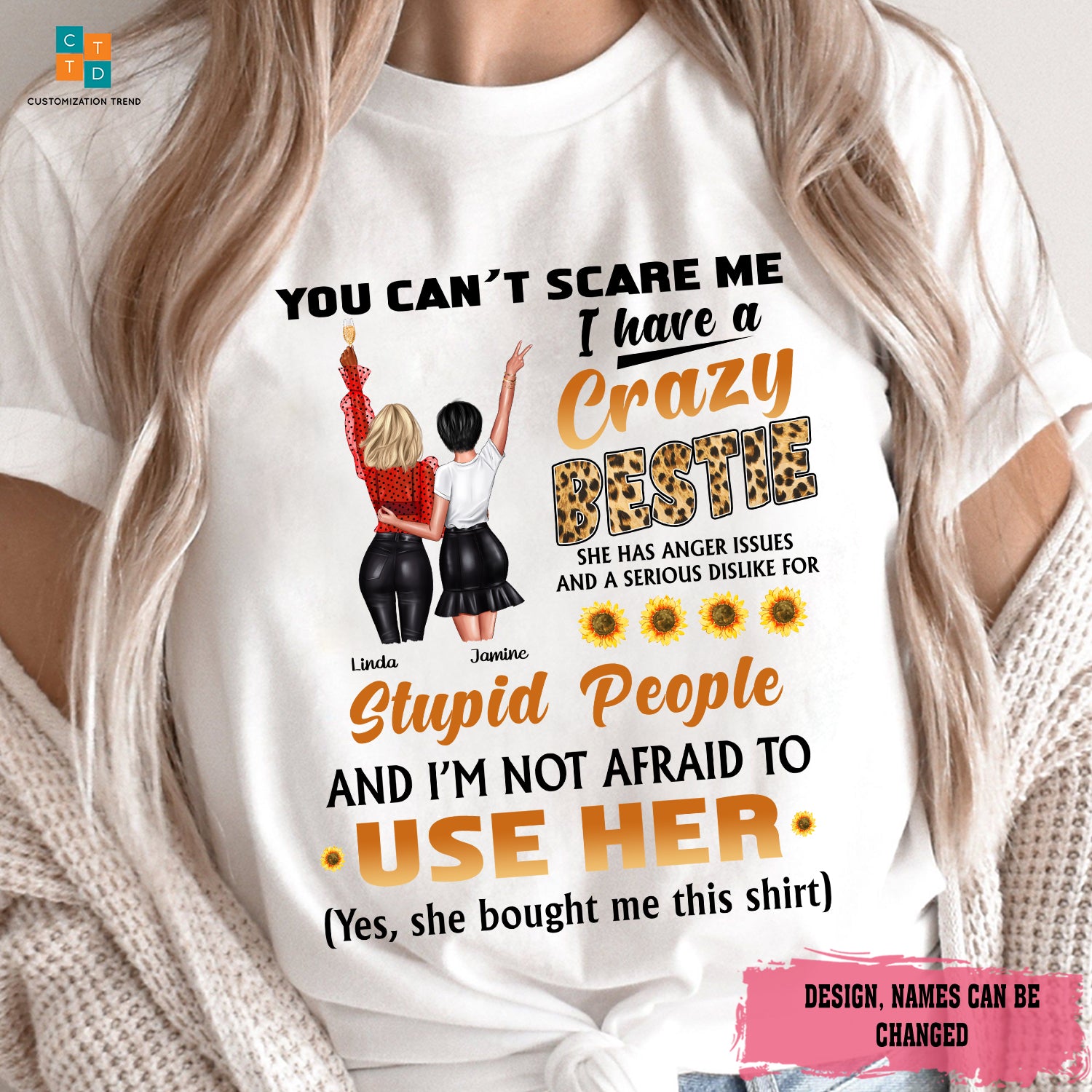 Personalized Beautiful Girls You Can’T Scare Me Shirt, Custom Friend, Besties, Sister Shirt