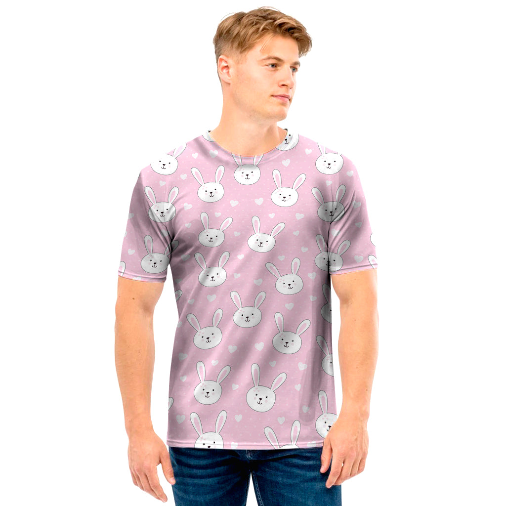 Pink Rabbit Pattern Print Men’S T-Shirt