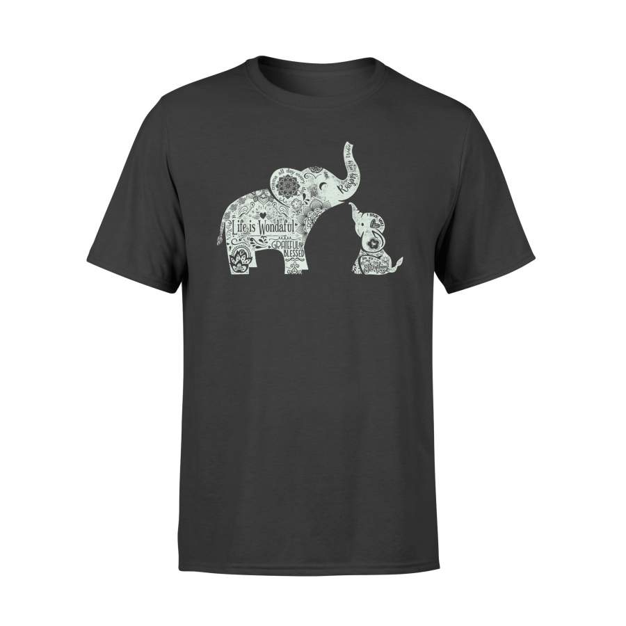 Grateful Boho Mama And Baby Elephants T-Shirt