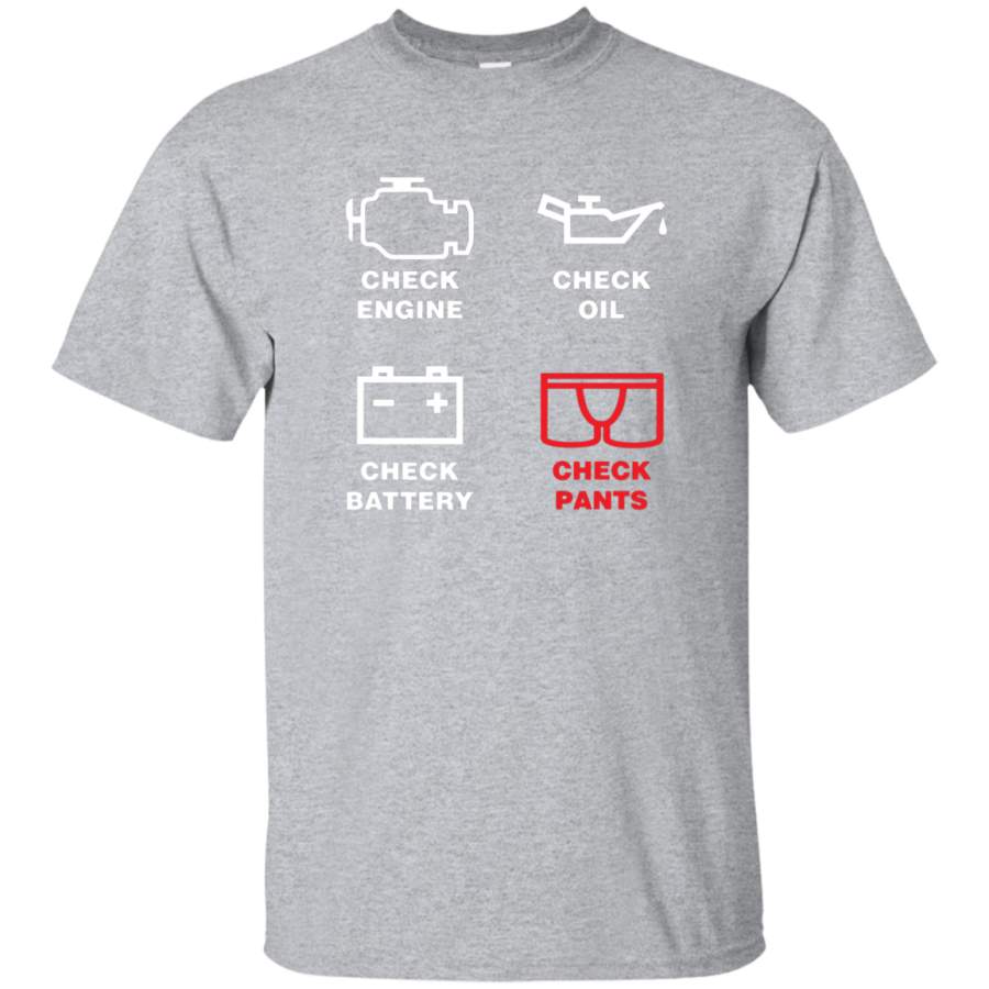 AGR Check Engine, Check Oil, Check Battery, Check Pants Youth T-Shirt