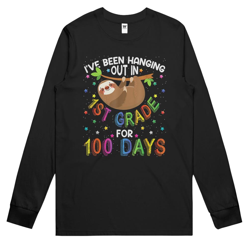 100Th Day Of School Sloth Design – 1St Grade 100 Days School Long Sleeve T Shirts