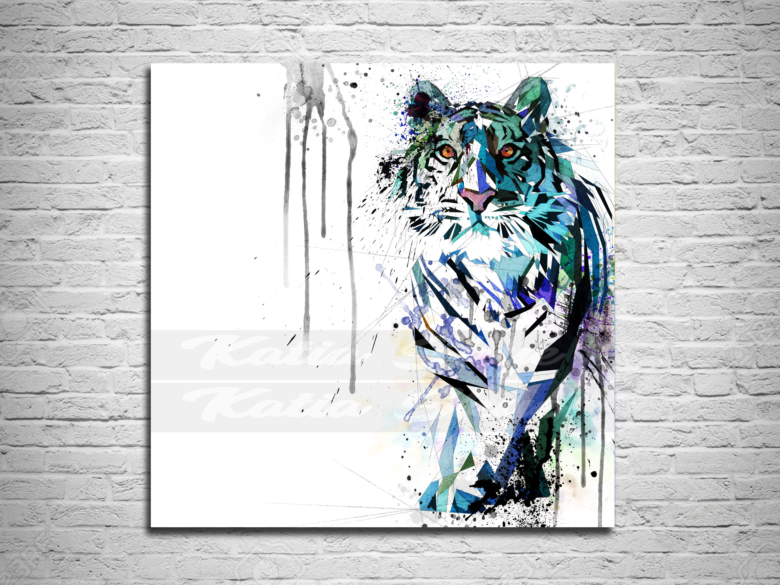 CANVAS PRINT Water Tiger Colorful Art, Home Office Wall Art, Man Cave Decor, Kids Room Wall Art ZOO-TI01