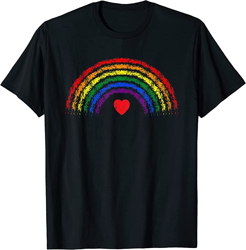 Vintage LGBTQ Rainbow Heart Retro Pride Month Gay Rights T-Shirt