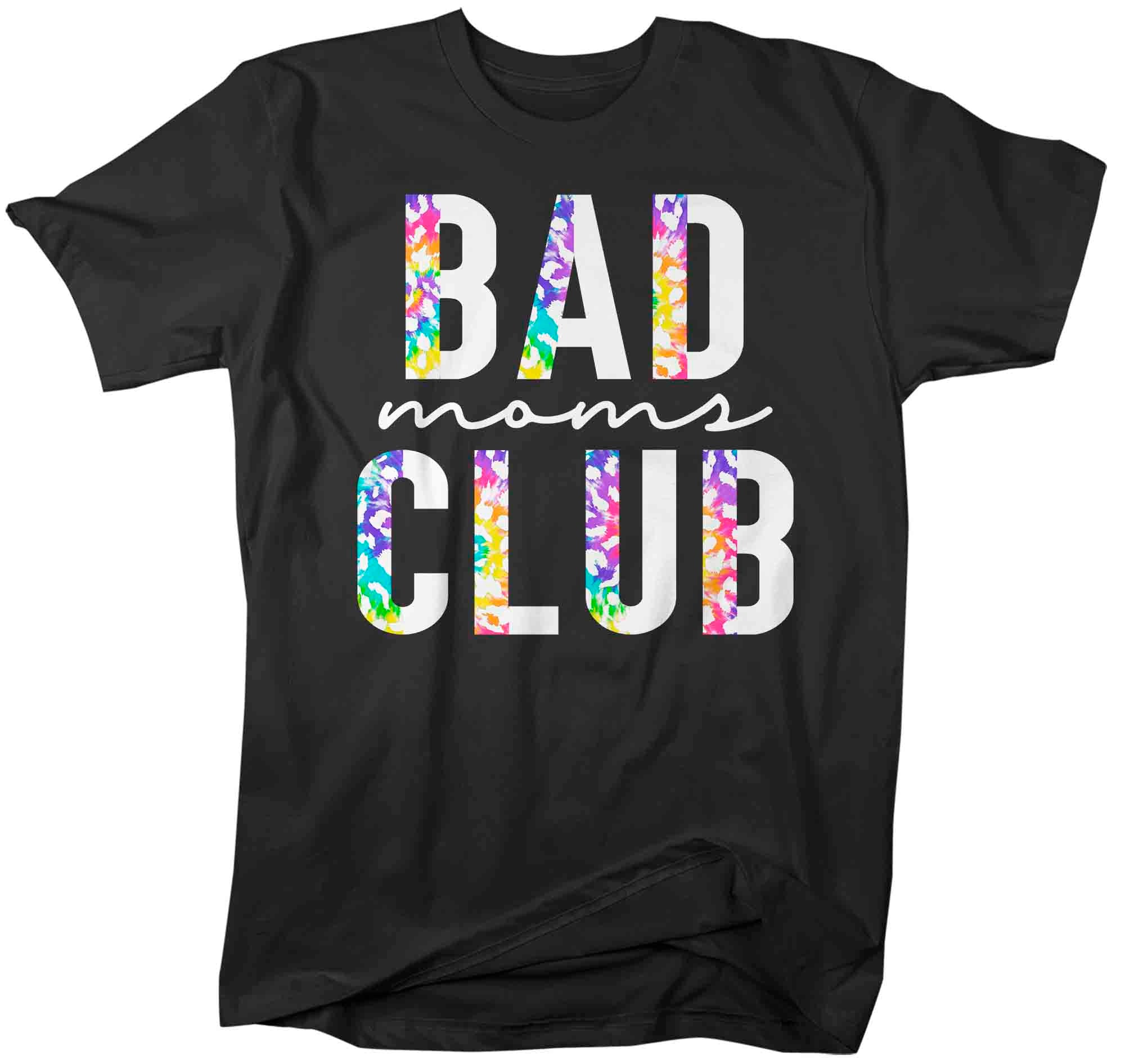 Unisex Funny Mom Shirt Bad Moms Club T Shirt Streetwear Tee Rainbow Leopard Tshirt Mother’S Day Mama Men’S Soft Tee