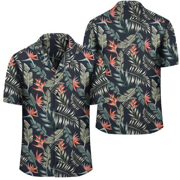 Tropical Strelitzia Black Hawaiian Shirt