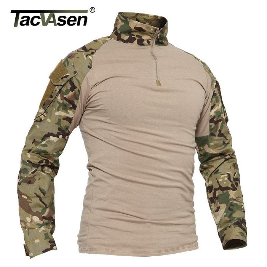 TACVASEN Men Summer Camouflage T-shirts Army Combat Tactical T Shirt ...