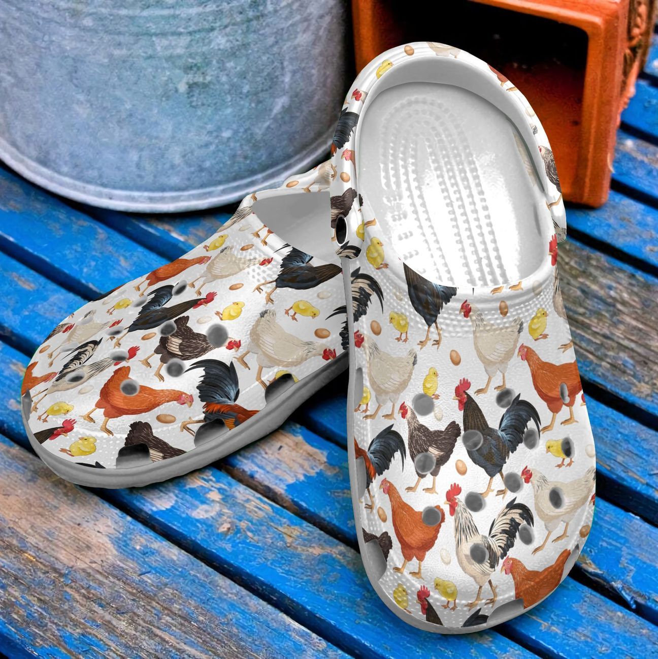 Chicken Personalized Clog, Custom Name, Text, Color, Number Fashion Style For Women, Men, Kid, Print 3D Loving Chickens