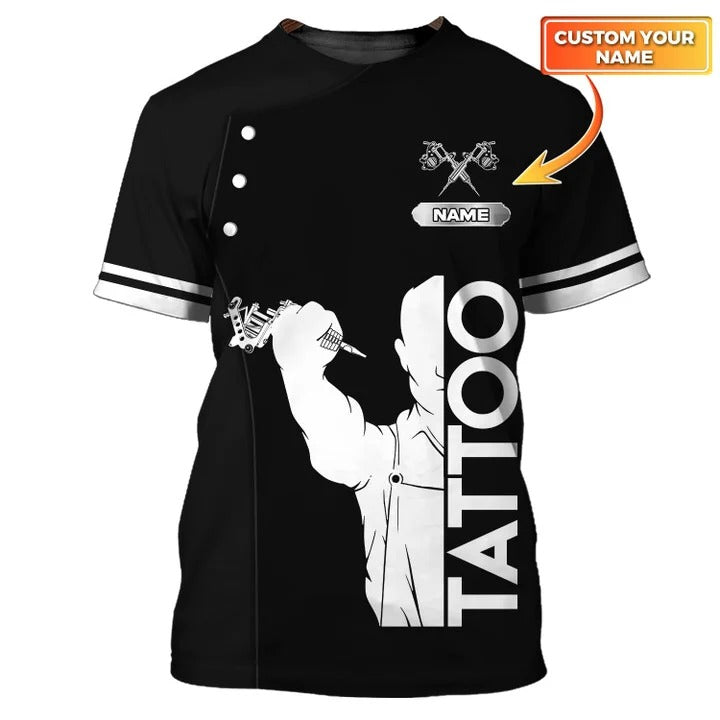 Tattoo Artist Customized 3D All Over Print Shirt Classic Tattoo Uniform, Tattoo Studio T Shirt