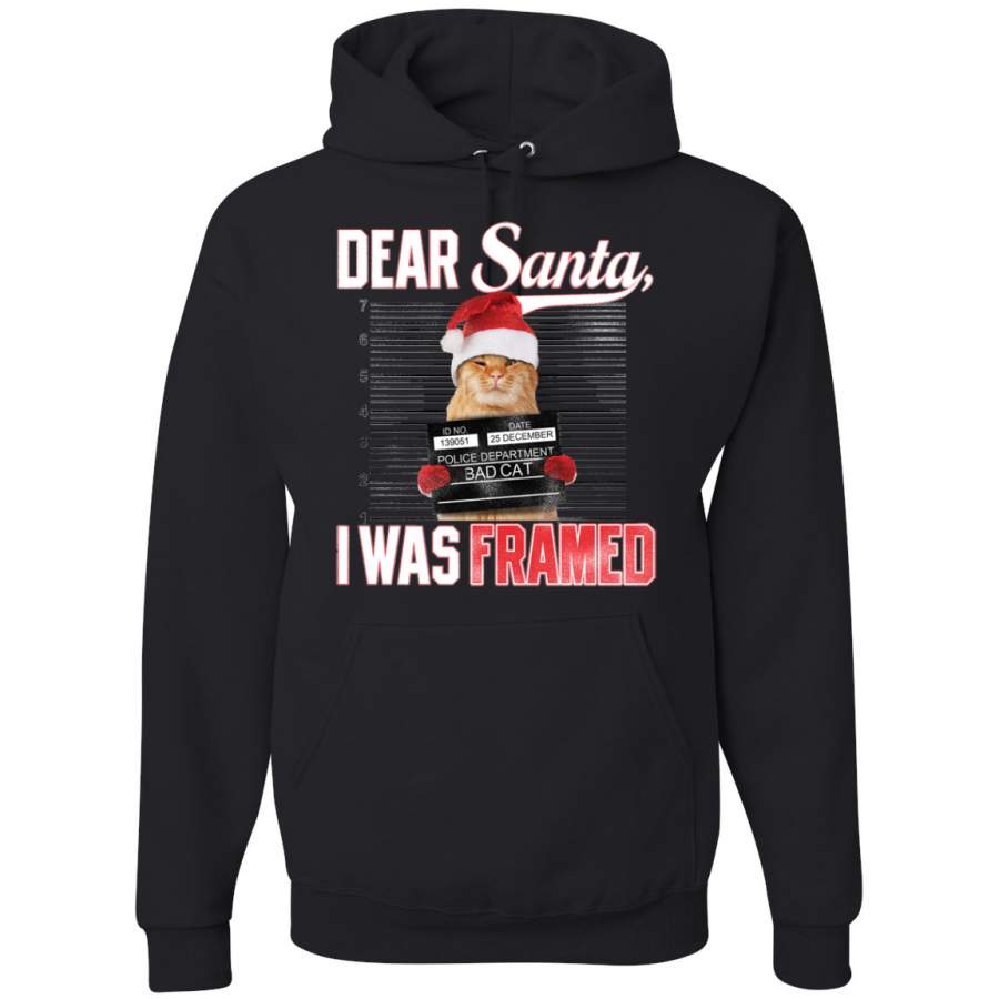 Dear Santa I was Framed Bad Cat Christmas Unisex Graphic Hoodie Sweatshirt