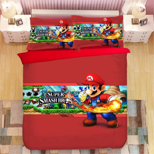 Super Smash Bros Ultimate Mario 16 Duvet Cover Pillowcase Home Decor 3D Bedding Set