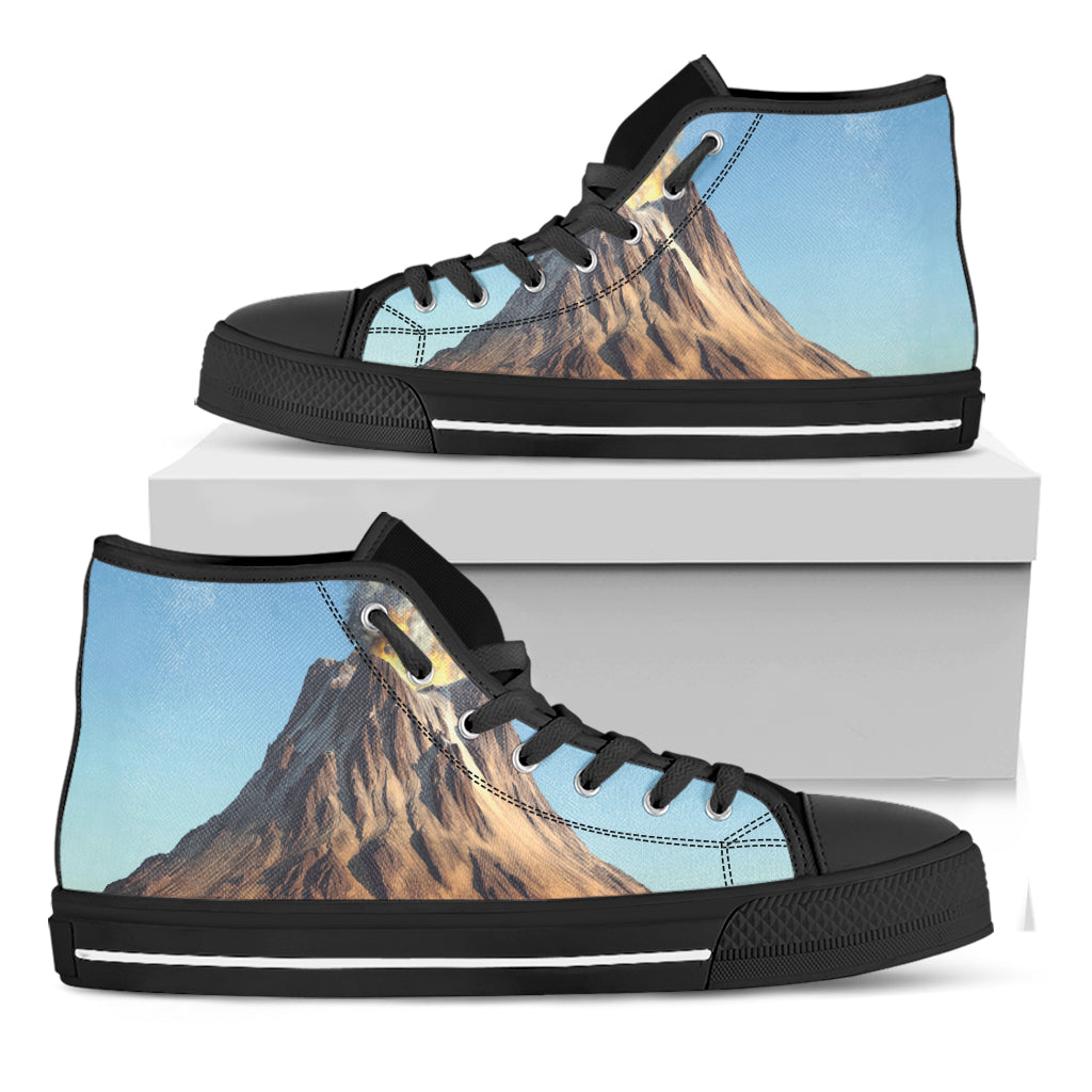 Volcanic Mountain Print Black High Top Shoes