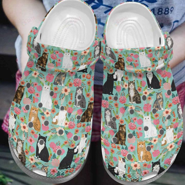 Cat Crocband Clog Cat With Flower Crocss Classic Clogs Shoes For Men Women Kids