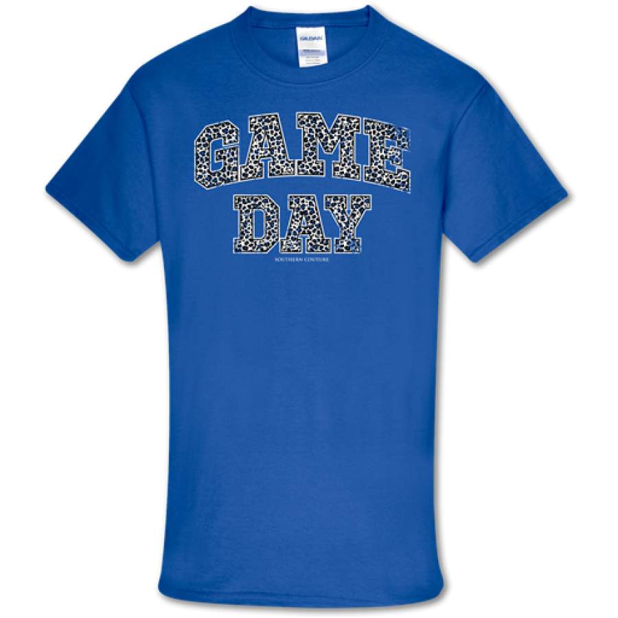 Southern Couture Soft Collection Leopard Game Day Royal T-Shirt