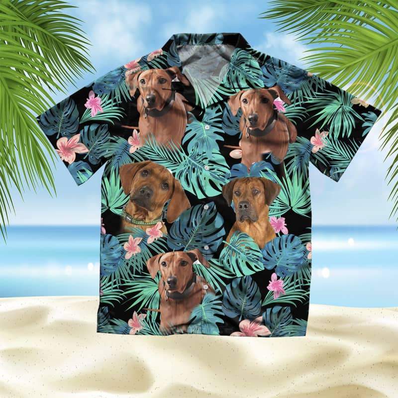 Rhodesian Ridgeback Hawaiian Shirt, Dog Summer Leaves Hawaiian Shirt, Unisex Print Aloha Short Sleeve Casual Shirt
