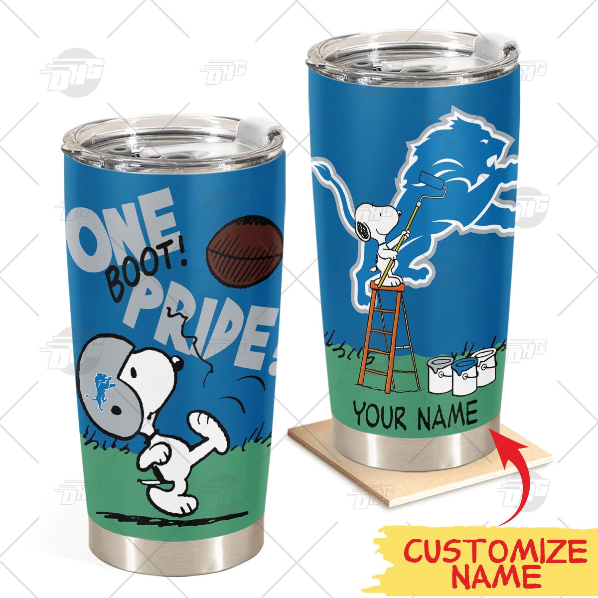 Personalize Detroit Lions Tumbler Snoopy Stainless Steel Tumbler 20Oz 30Oz Best Gift