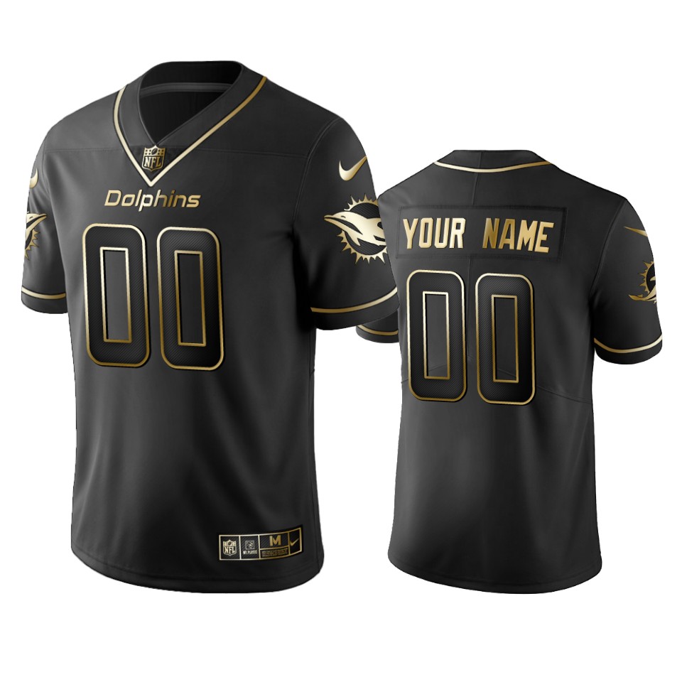 2019 Miami Dolphins Custom Black Golden Edition Vapor Untouchable Limited Jersey – Mens