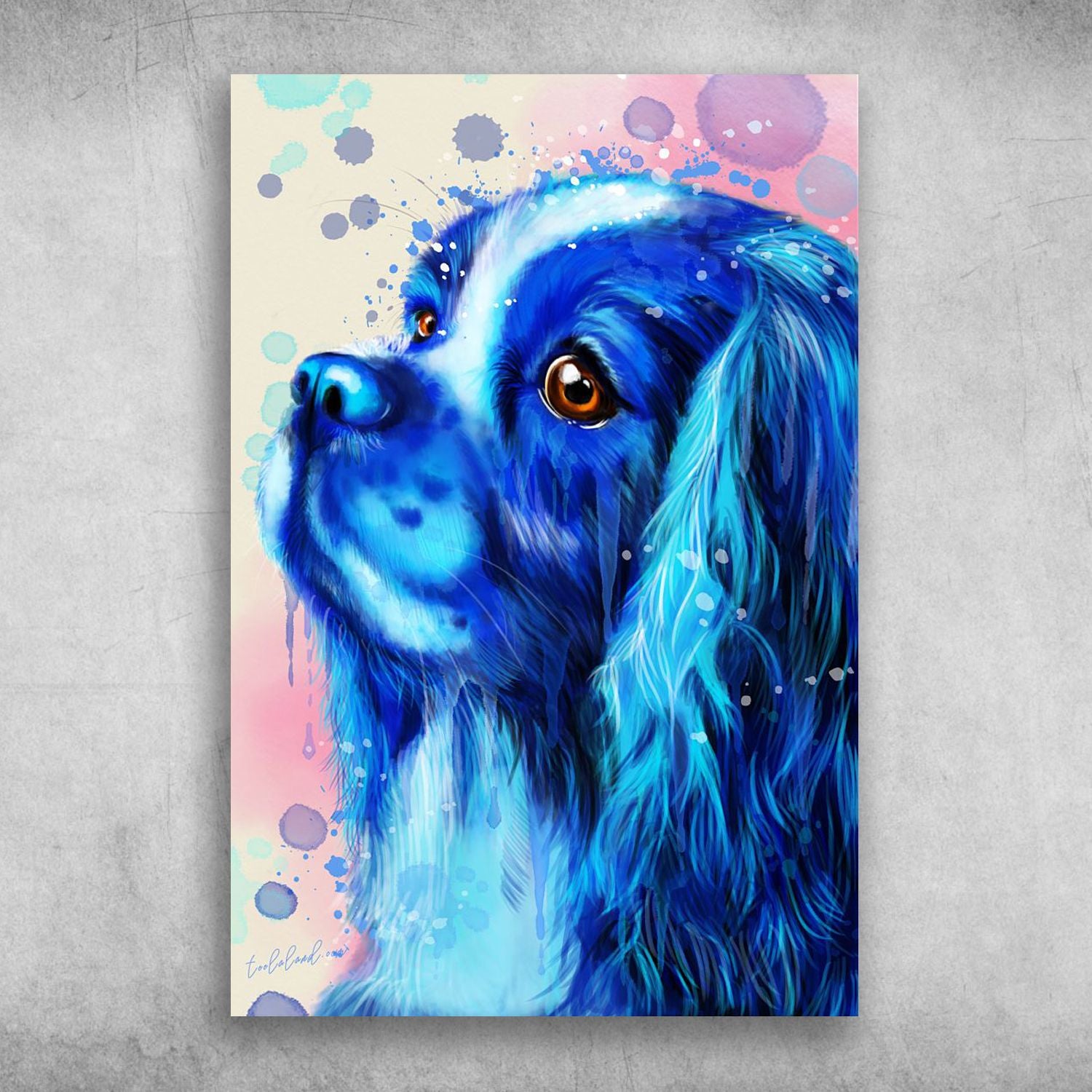 Beautiful Blue Watercolor Painting Of Cavalier King Charles Spaniel Canvas Christmas Gift Ideas