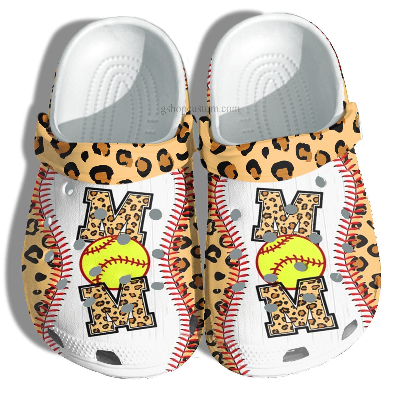 Baseball Mom Leopard Croc Shoes Gift Mommy- Baseball Line Crocs Shoes Gift Mother Day- Cr-Ne0500