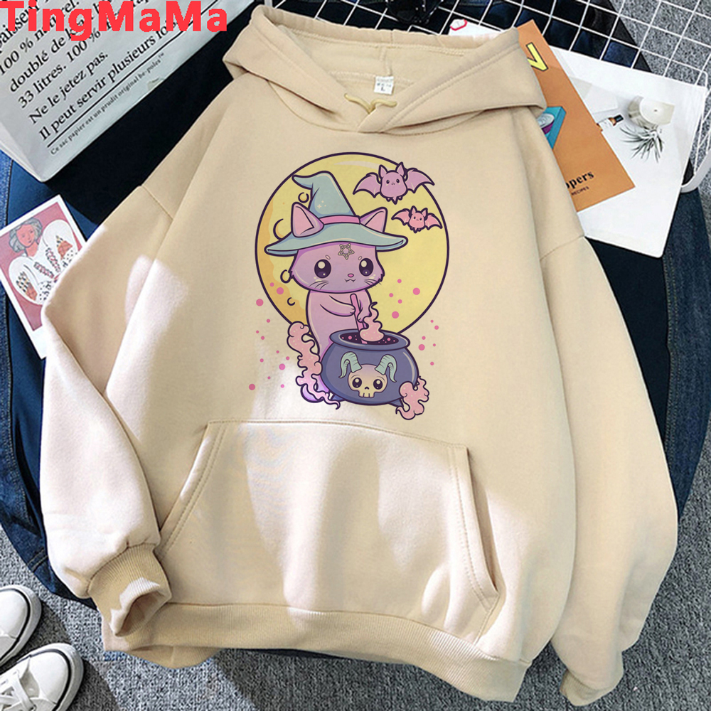 Y2K Aesthetic Pastel Goth Hoodies Women Kawaii Cartoon Gothic Hoodie Grunge Long-Sleeved Retro Harajuku Sweatshirt Female alx