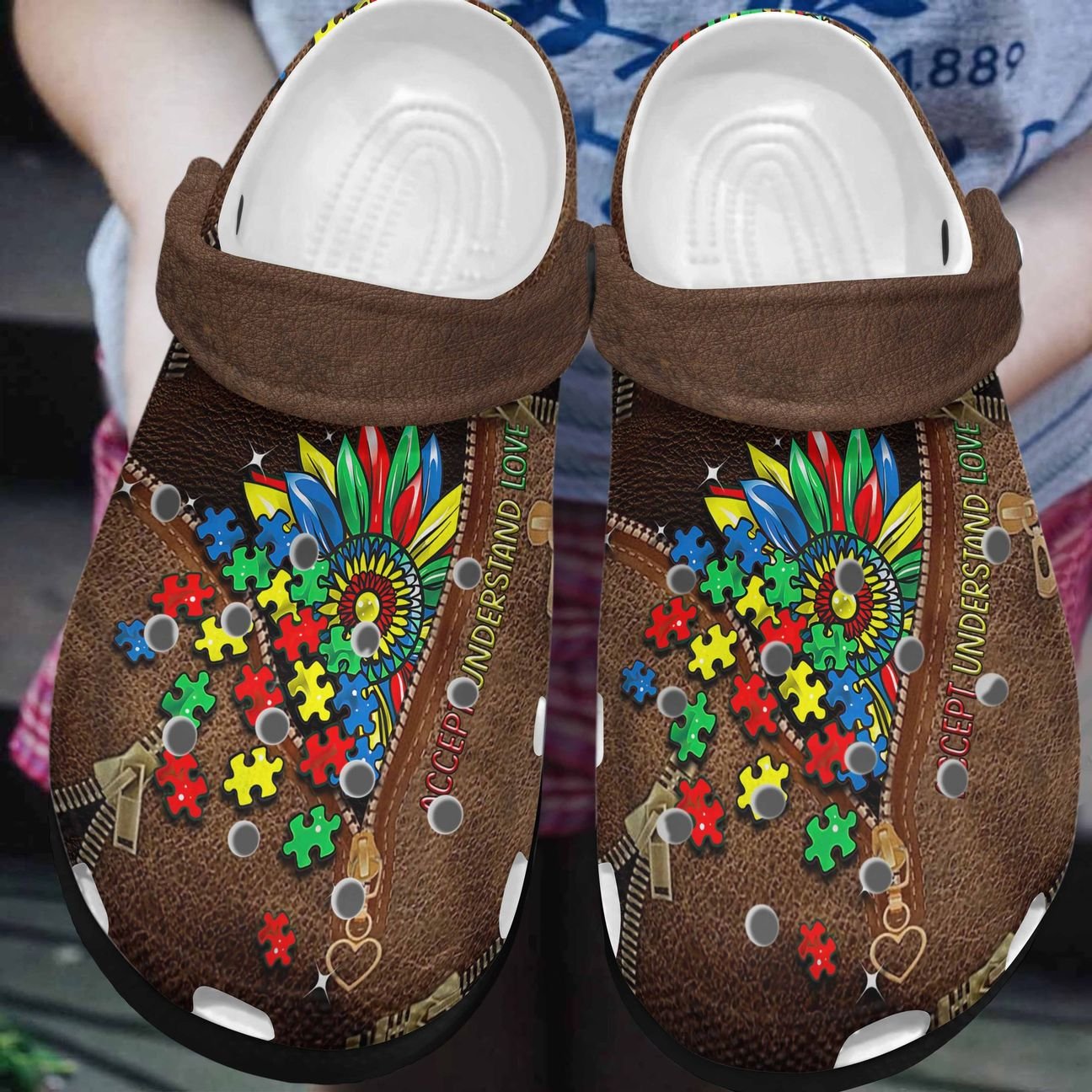 Autism Personalized Clog, Custom Name, Text, Color, Number Fashion Style For Women, Men, Kid, Print 3D Autism Flower