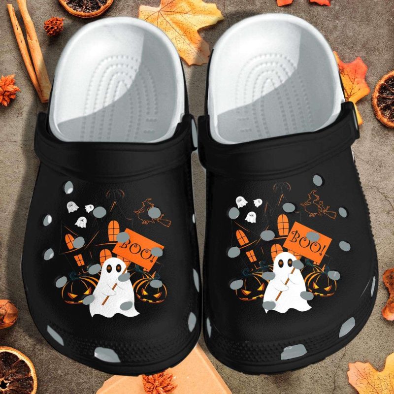 Ghost Boo Halloween Crocband Clogs Shoes