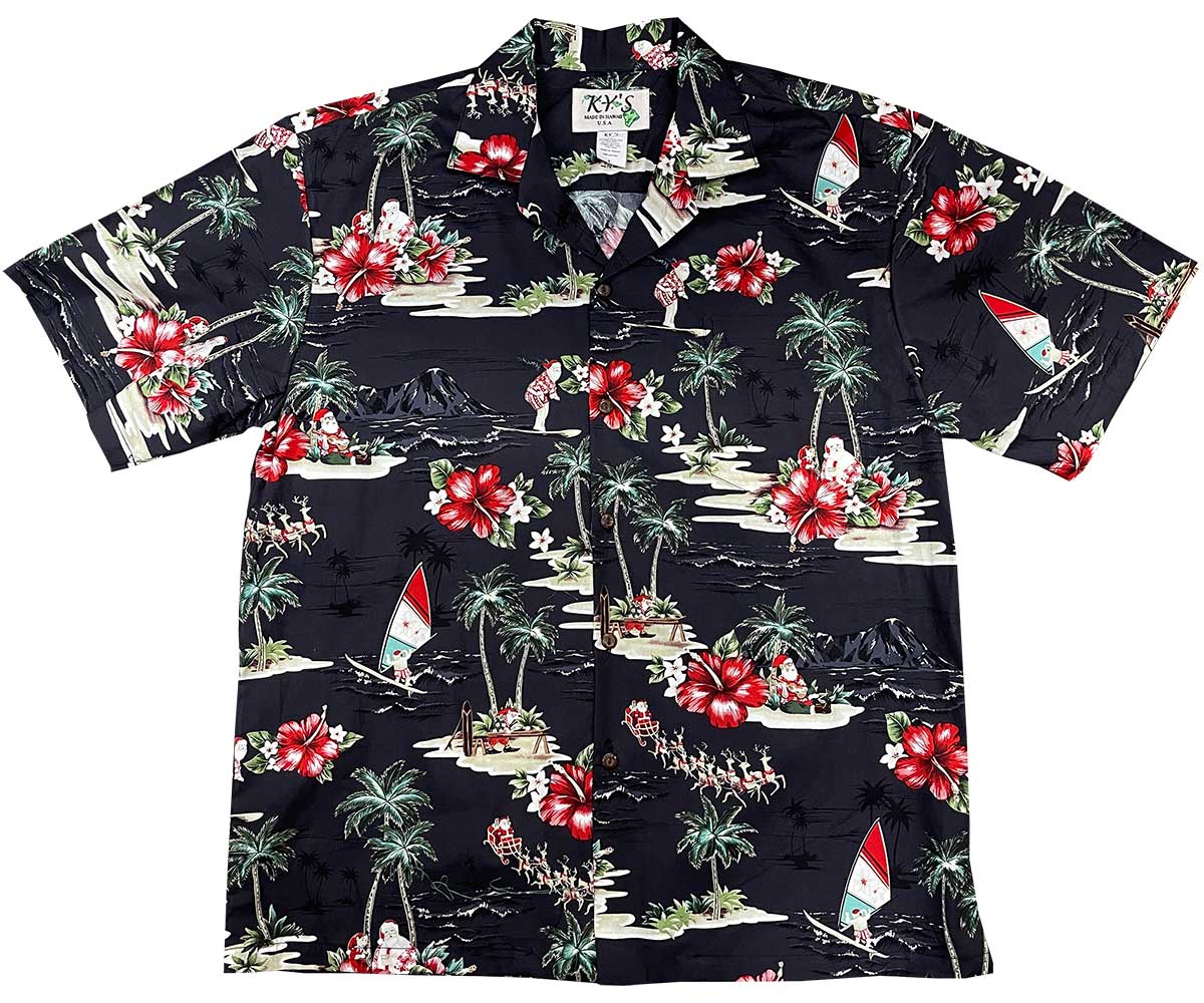 Santa Goes To Hawaiian Black Shirt Ha107801