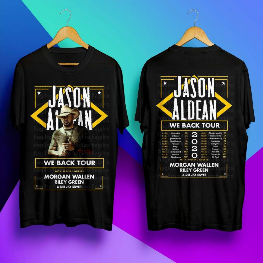 Jason Aldean We Back Tour 2020 Black T-Shirt